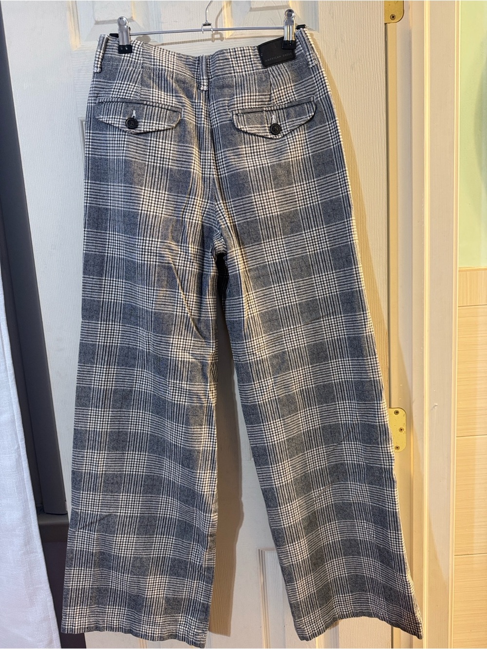 American Eagle Outfitters Gray Plaid Boot Cut Pants MLB